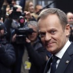 Poland's PM Tusk arrives at a European Union leaders summit in Brussels